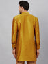 VASTRAMAY Men's Yellow Silk Blend Curved Kurta